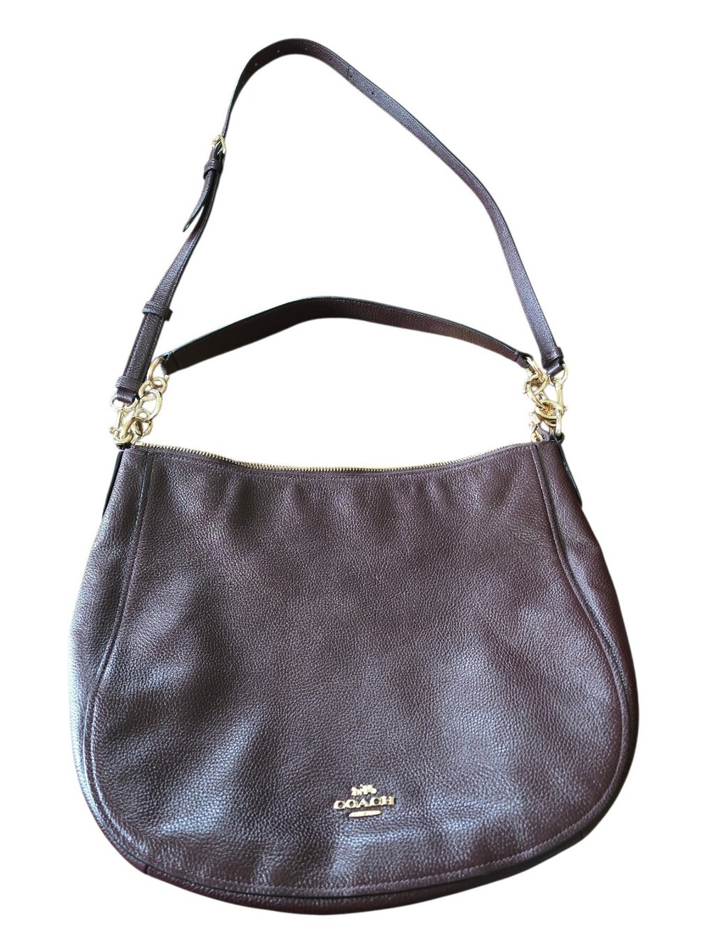 Coach Pebbled Leather Hobo in Brown with Gold Hardware